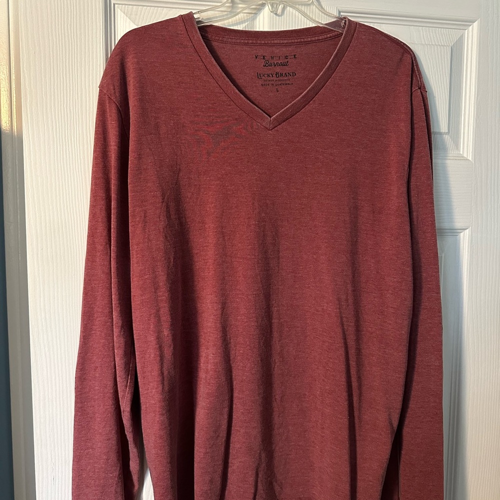 Lucky Brand Men's Red V-Neck Sweater